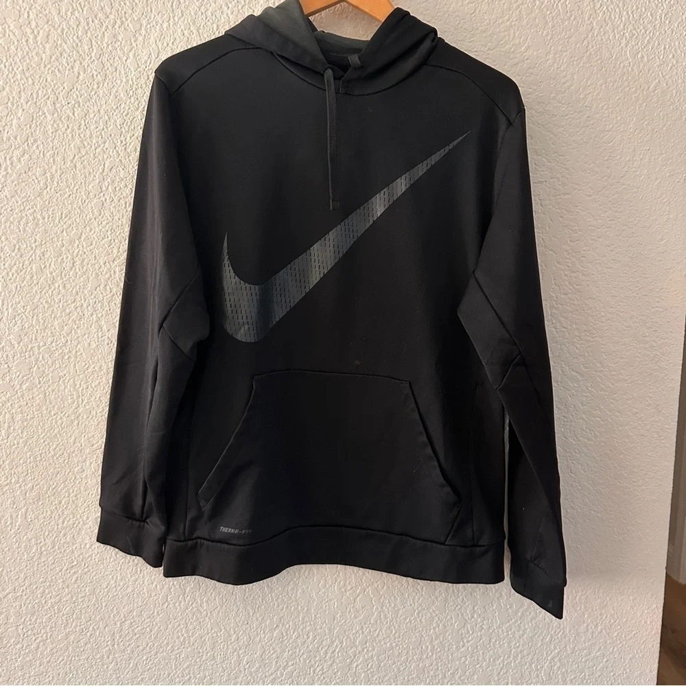 Nike Therma-Fit Unisex Black Gray Hoodie XL  Athletic Active Classic Sweatshirt